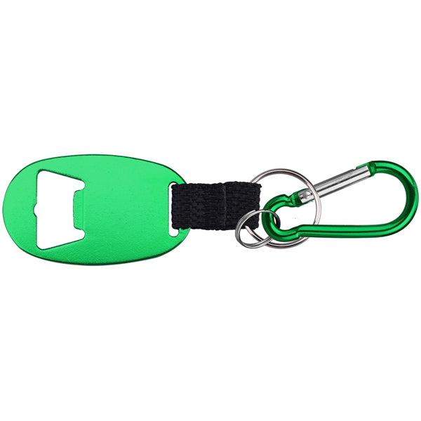 Jumbo Size Oval Shape Bottle Opener with Strap & Carabiner