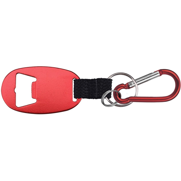 Jumbo Size Oval Shape Bottle Opener with Strap & Carabiner