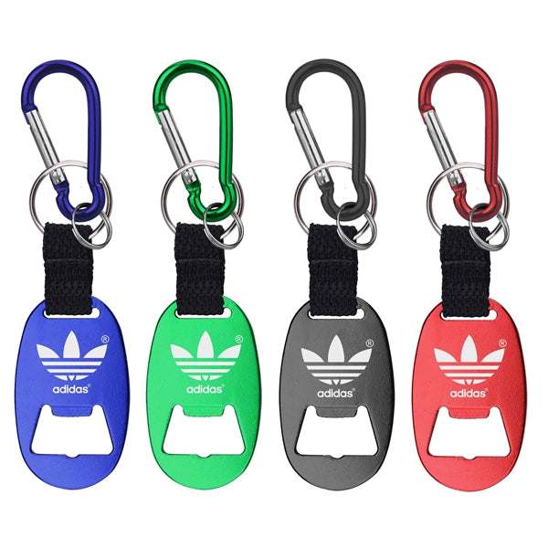 Jumbo Size Oval Shape Bottle Opener with Strap & Carabiner