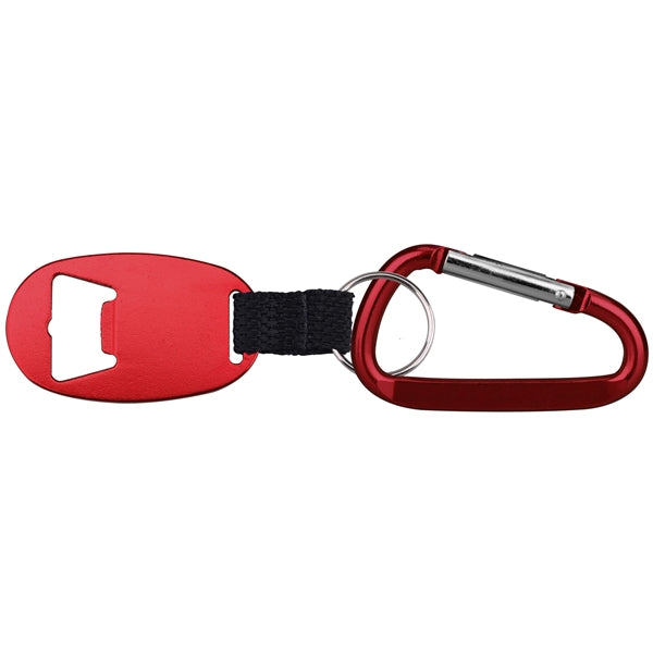 Jumbo Size Oval Shape Bottle Opener with Strap & Carabiner