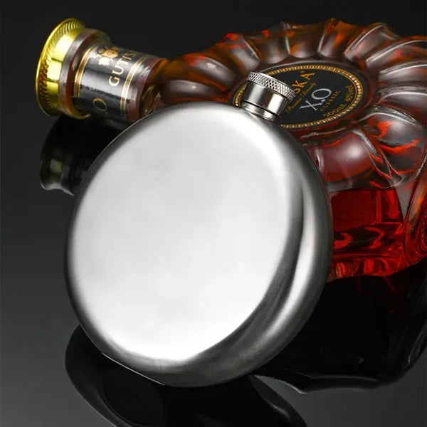 304 Stainless Steel 5oz Round Whiskey Flask