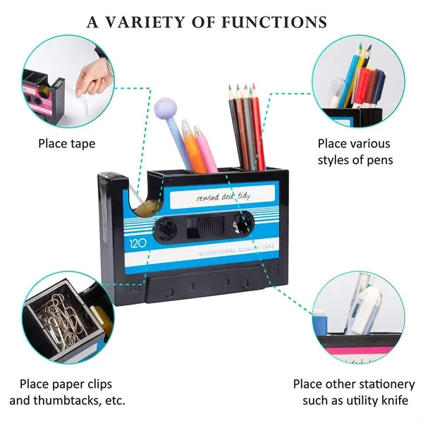 Cassette Tape Dispenser Pen Holder