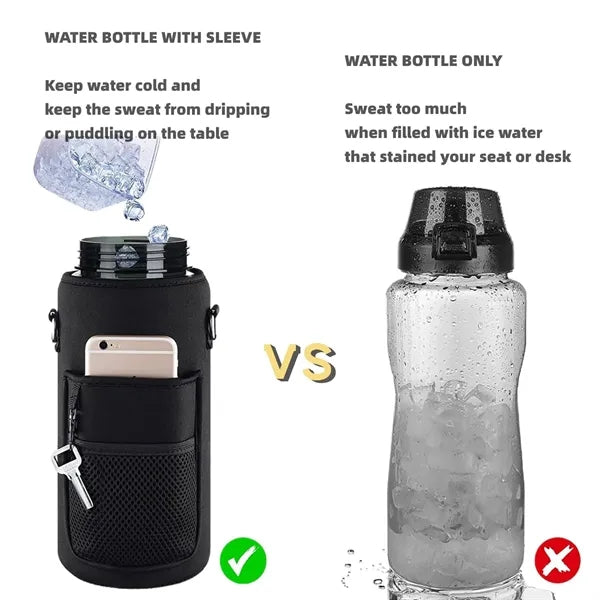 64oz With Strap Leakproof Half Gallon Water Bottle Sleeve