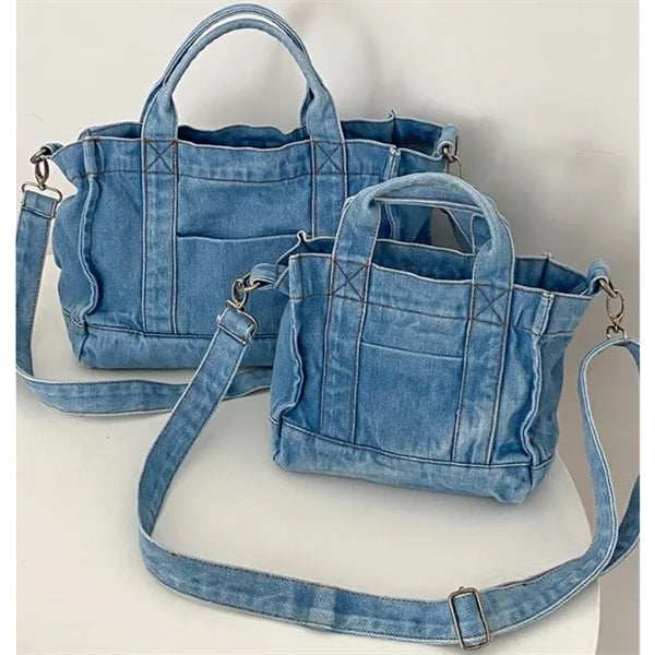 Denim Zippered Crossbody Bag