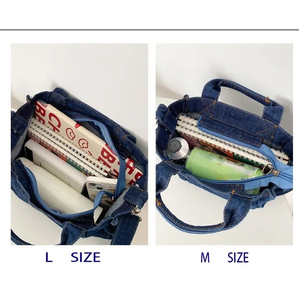 Denim Zippered Crossbody Bag