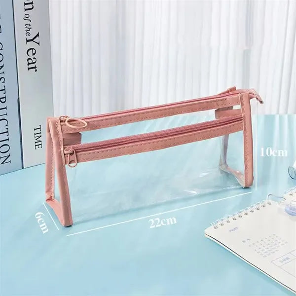 Clear Pencil Pouch with Front Pocket