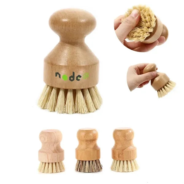 Round Top Shape Bamboo Cleaning Scrub Pot Brush