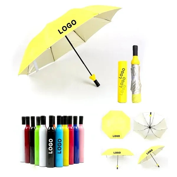 Wine Bottle Portable Folding Umbrella 39"Arc