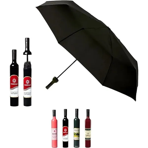 Wine Bottle Portable Folding Umbrella 39"Arc