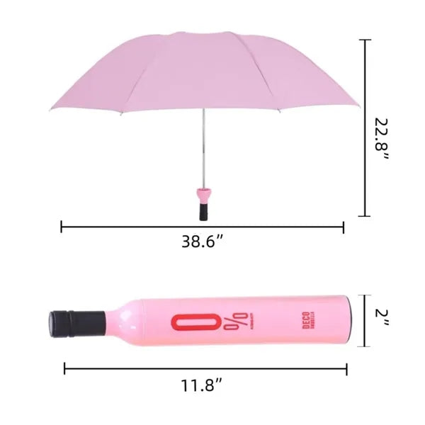Wine Bottle Portable Folding Umbrella 39"Arc