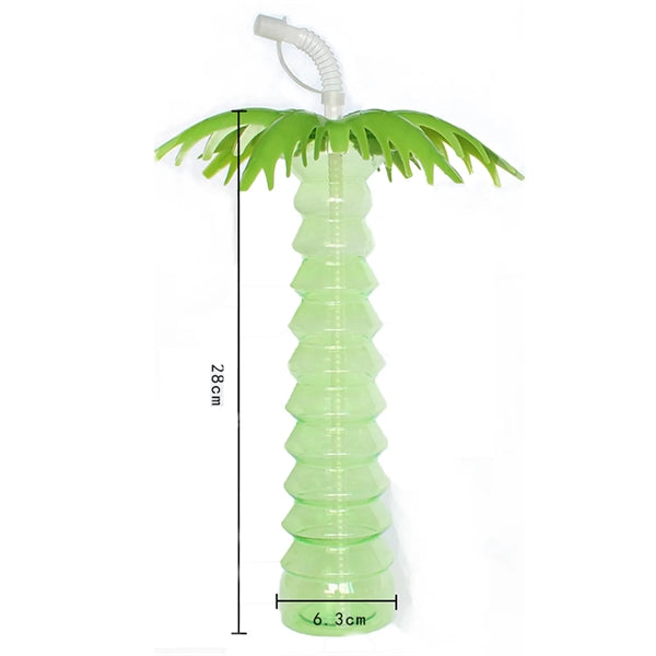 170Z Tropical Summer Coconut Tree Bottle W/ Straw