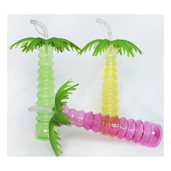 170Z Tropical Summer Coconut Tree Bottle W/ Straw