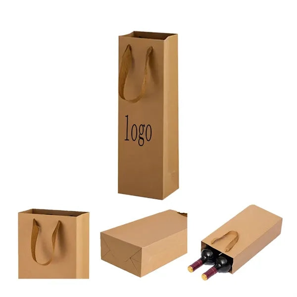 Elegant Single Kraft Red Wine Carrier Bag
