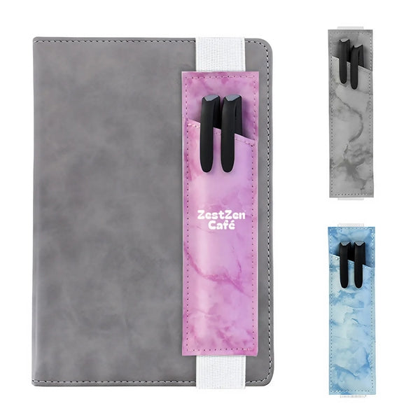 Adjustable Elastic Band Marbled Pen Holder Sleeve