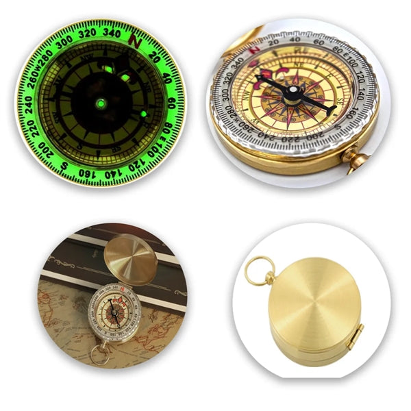Copper Luminous Rotatable Waterproof Pocket Watch Compass