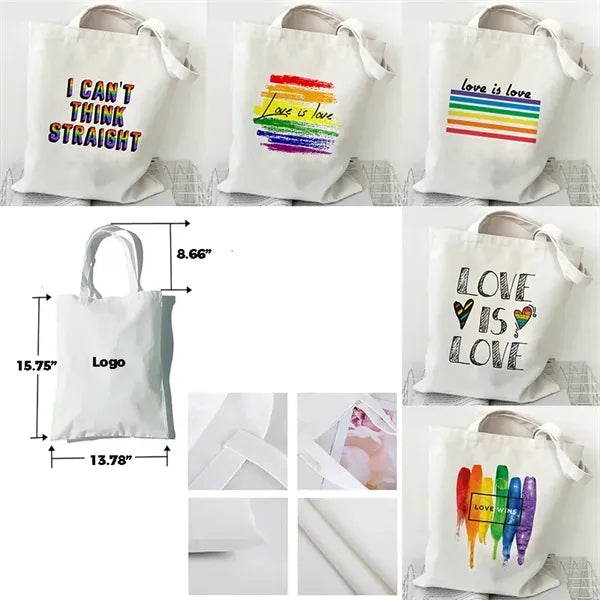 LGBT Pride Rainbow Love Wins Canvas Shopping Tote Bag