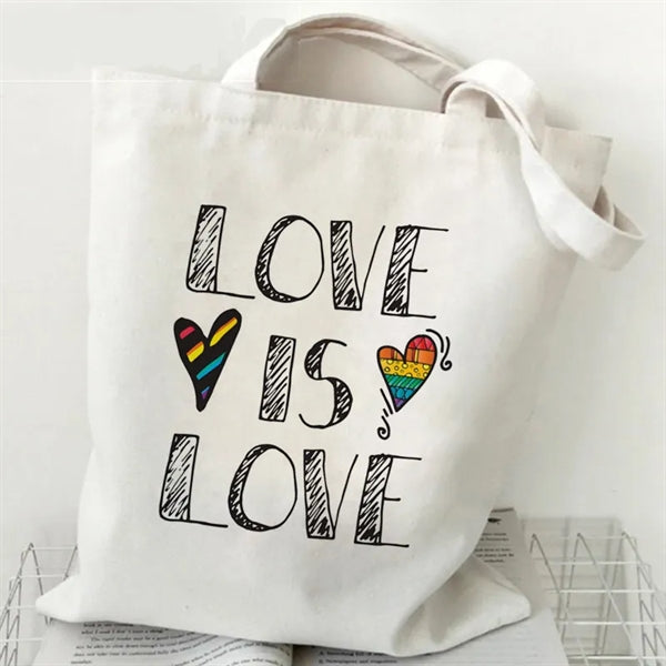 LGBT Pride Rainbow Love Wins Canvas Shopping Tote Bag