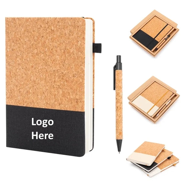 A5 Eco Cork Journal Linen Notebook With Pen Set