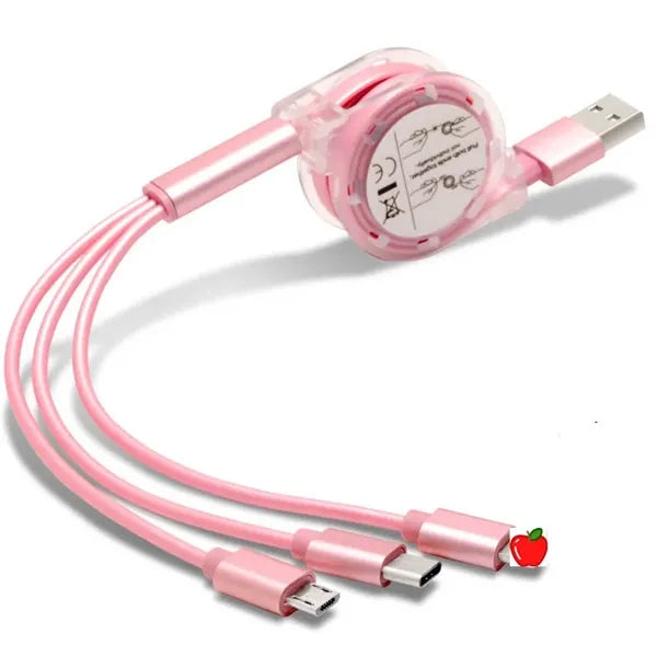 3-in-1 Retractable TPE Charge Cable