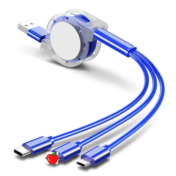 3-in-1 Retractable TPE Charge Cable