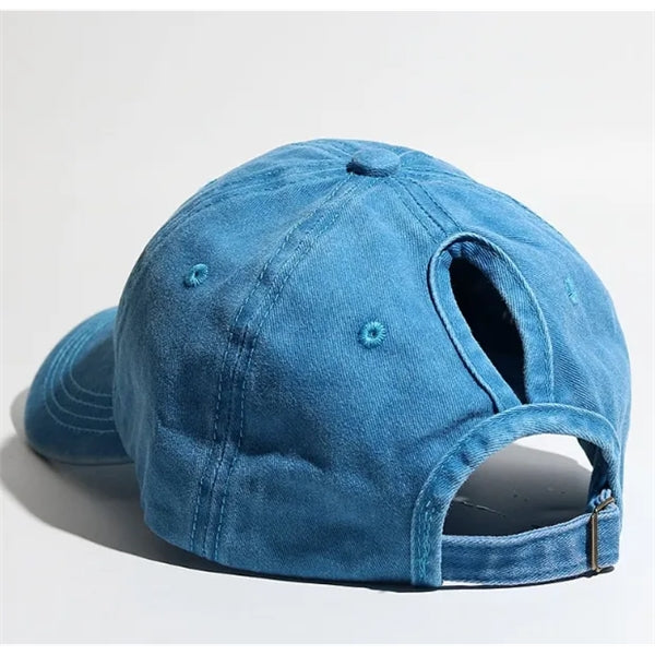 Ponytail Denim Baseball Cap
