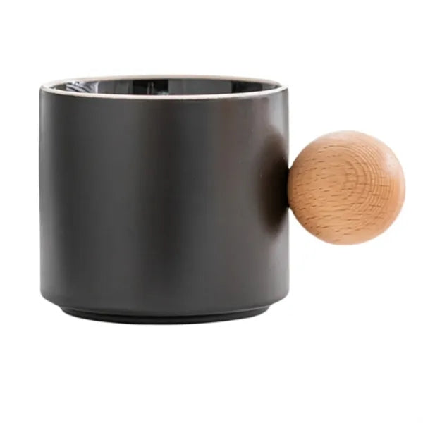 Wooden Handle Ceramic Coffee Mug