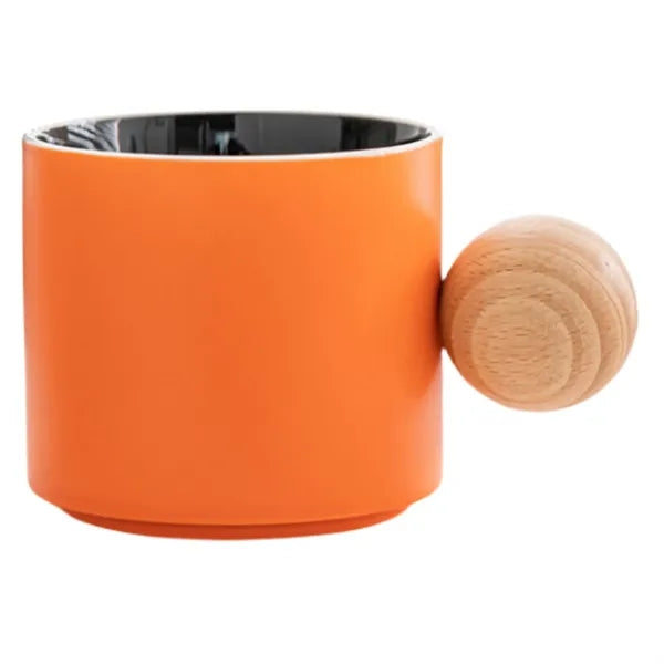Wooden Handle Ceramic Coffee Mug