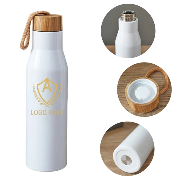 17 Oz. Stainless Steel Water Bottle With Bamboo Lid