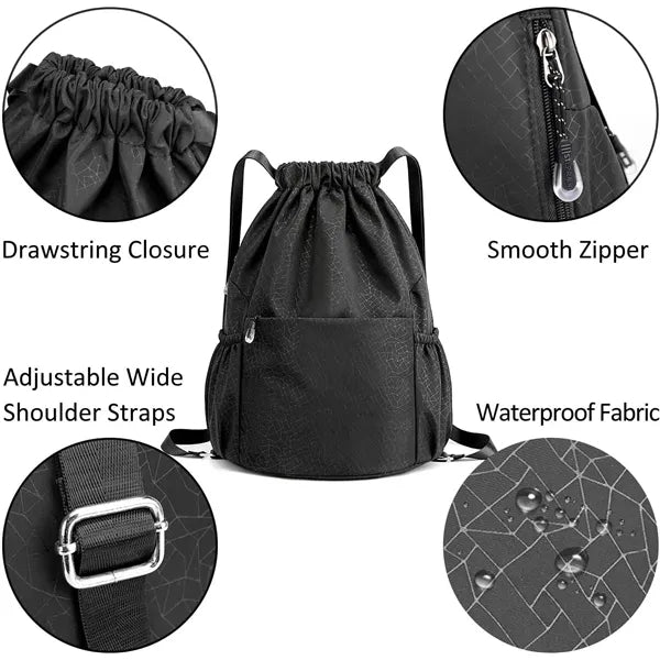 Large capacity versatile drawstring sports backpack
