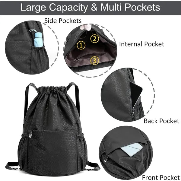 Large capacity versatile drawstring sports backpack