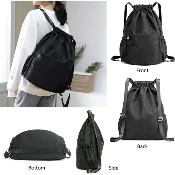 Large capacity versatile drawstring sports backpack