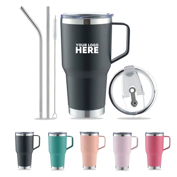 30 OZ Vacuum Stainless Steel Tumbler With Lid And Straws