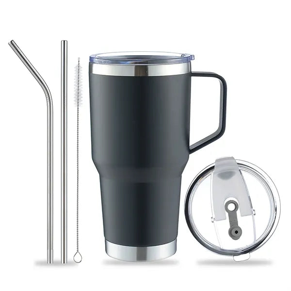 30 OZ Vacuum Stainless Steel Tumbler With Lid And Straws
