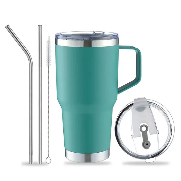 30 OZ Vacuum Stainless Steel Tumbler With Lid And Straws