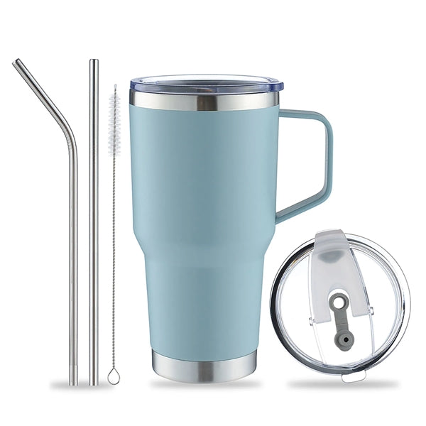 30 OZ Vacuum Stainless Steel Tumbler With Lid And Straws