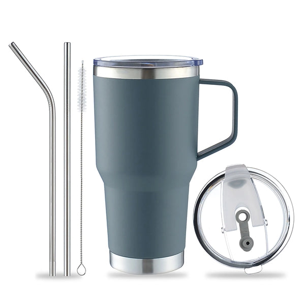 30 OZ Vacuum Stainless Steel Tumbler With Lid And Straws
