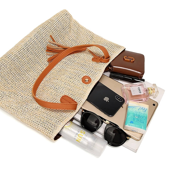 Large Straw Beach Bag for women