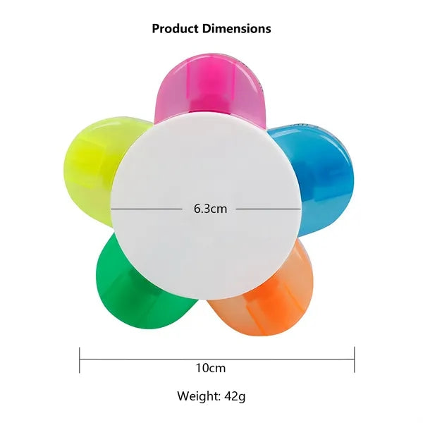 5-In-1 Flower Shape Watercolor Highlighter Pen