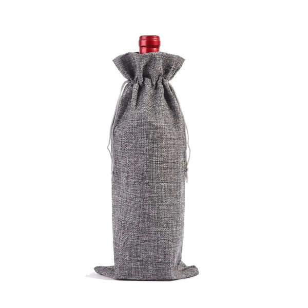 Linen Drawstring Wine Bag