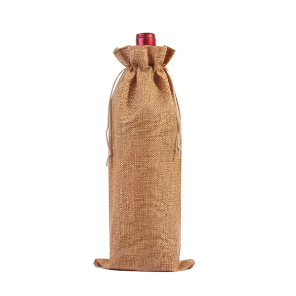 Linen Drawstring Wine Bag