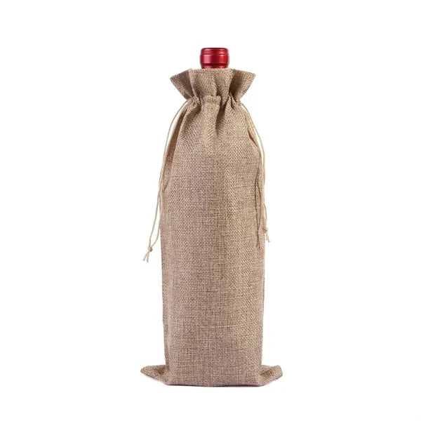 Linen Drawstring Wine Bag