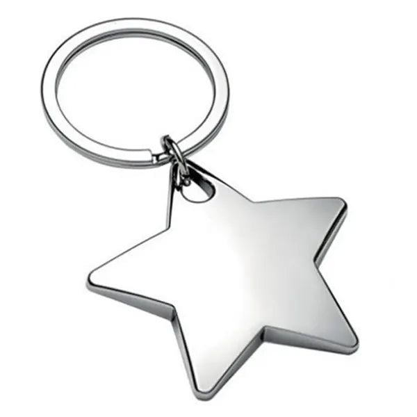 Star Shaped Chrome Plated Metal Key Ring
