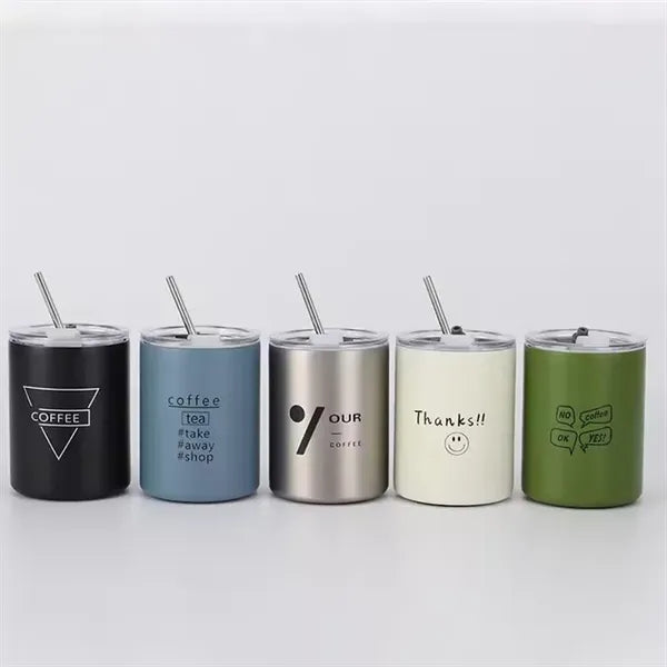 10oz Stainless Steel Insulated Vacuum Cup With Straw
