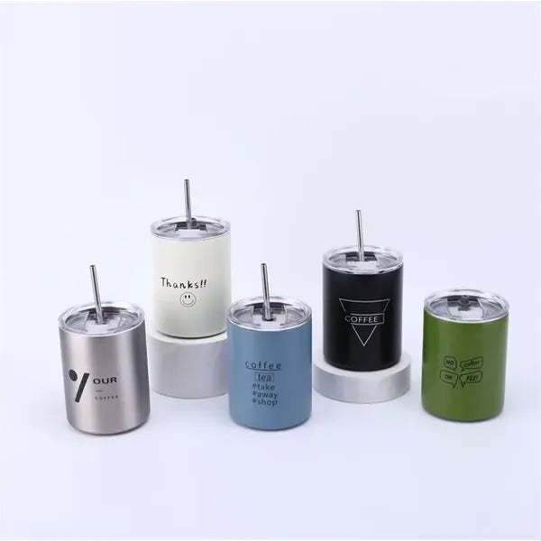 10oz Stainless Steel Insulated Vacuum Cup With Straw