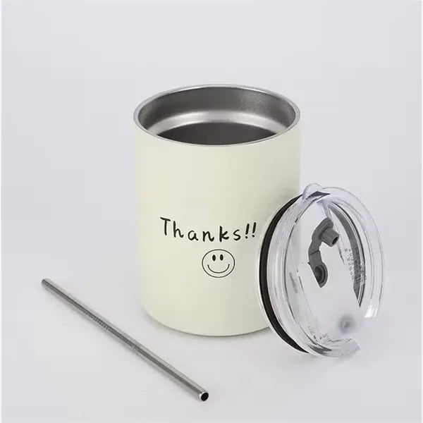 10oz Stainless Steel Insulated Vacuum Cup With Straw
