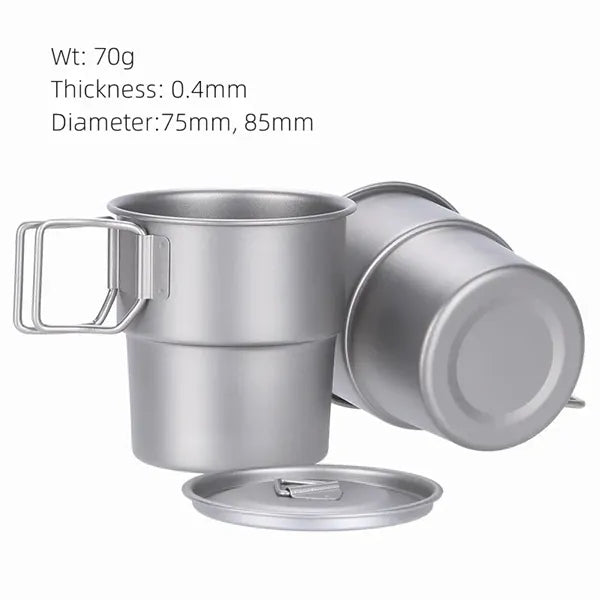 10oz Pure Titanium Mugs for Camping Coffee Cups