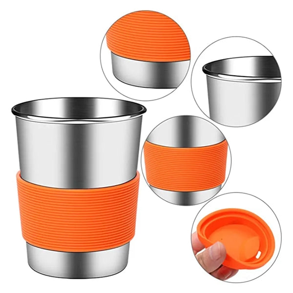 Stainless Steel Cups with Silicone Lids