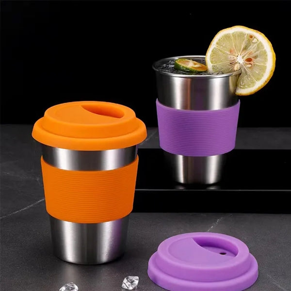 Stainless Steel Cups with Silicone Lids