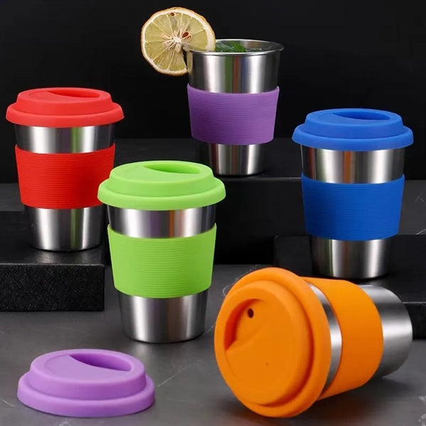 Stainless Steel Cups with Silicone Lids