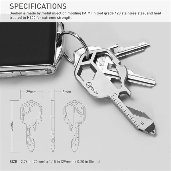 Key Shaped Pocket Tool for Keychain